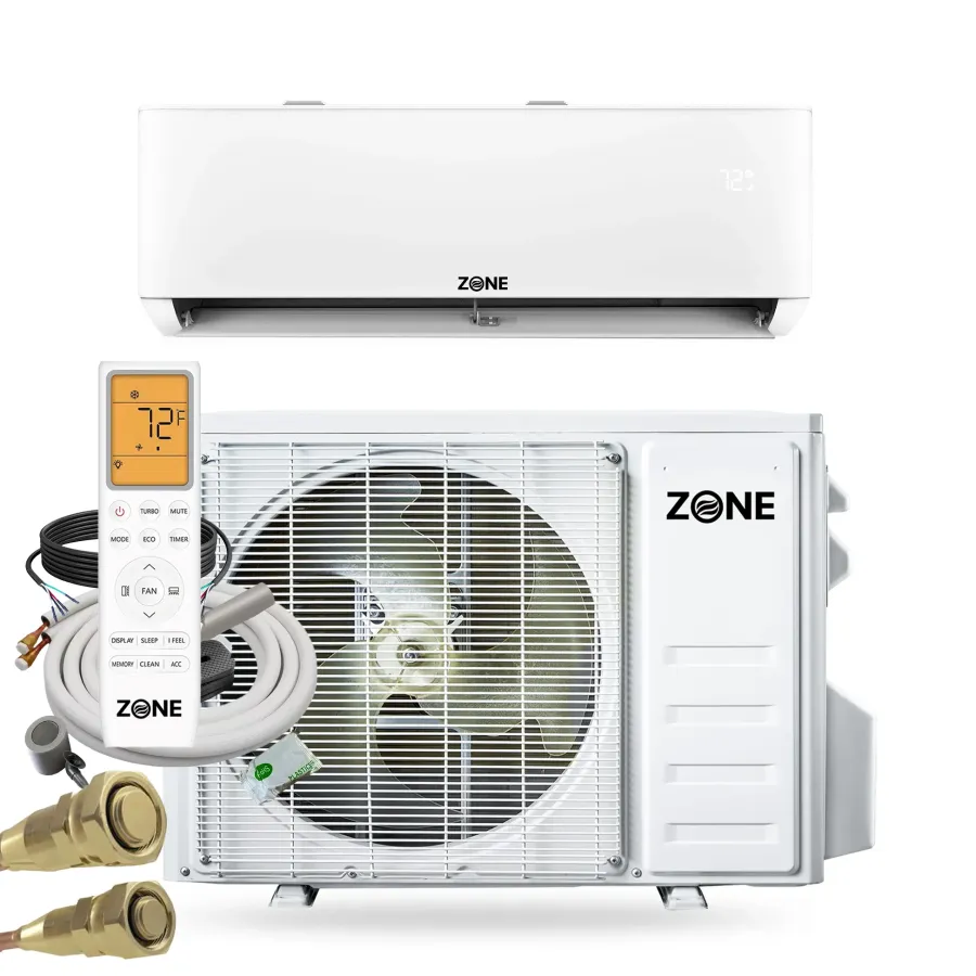 Best DIY mini split heat pump kit with wall-mount indoor unit, outdoor condenser, remote and pre-charged quick-connect line set